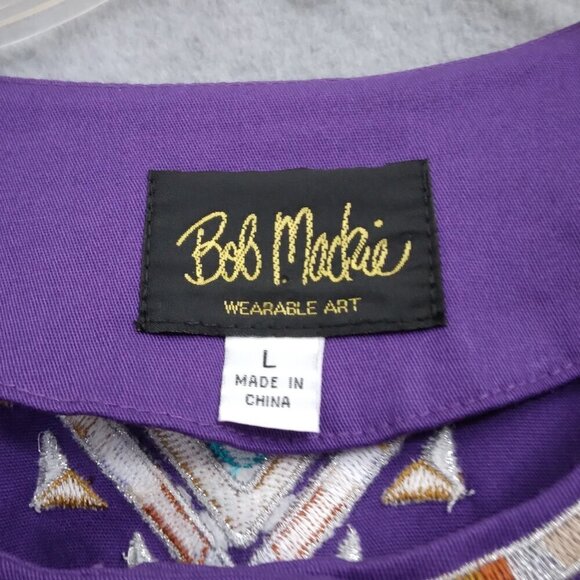 Bob Mackie | Santa Fe Dreams Embroidered Jacket 3/4 Sleeves Purple | Size L - Picture 6 of 7